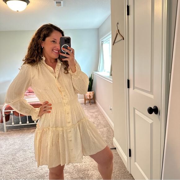 NWT Hunter Bell White Silk Joplin Mini Dress Powder Leopard Small - Picture 4 of 12